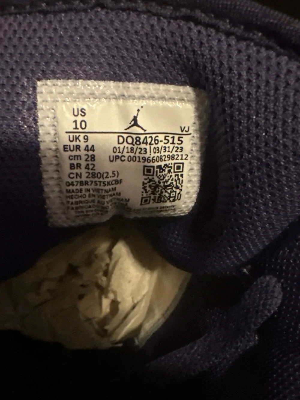 Jordan Navy and White Textile High-Top Sneaker